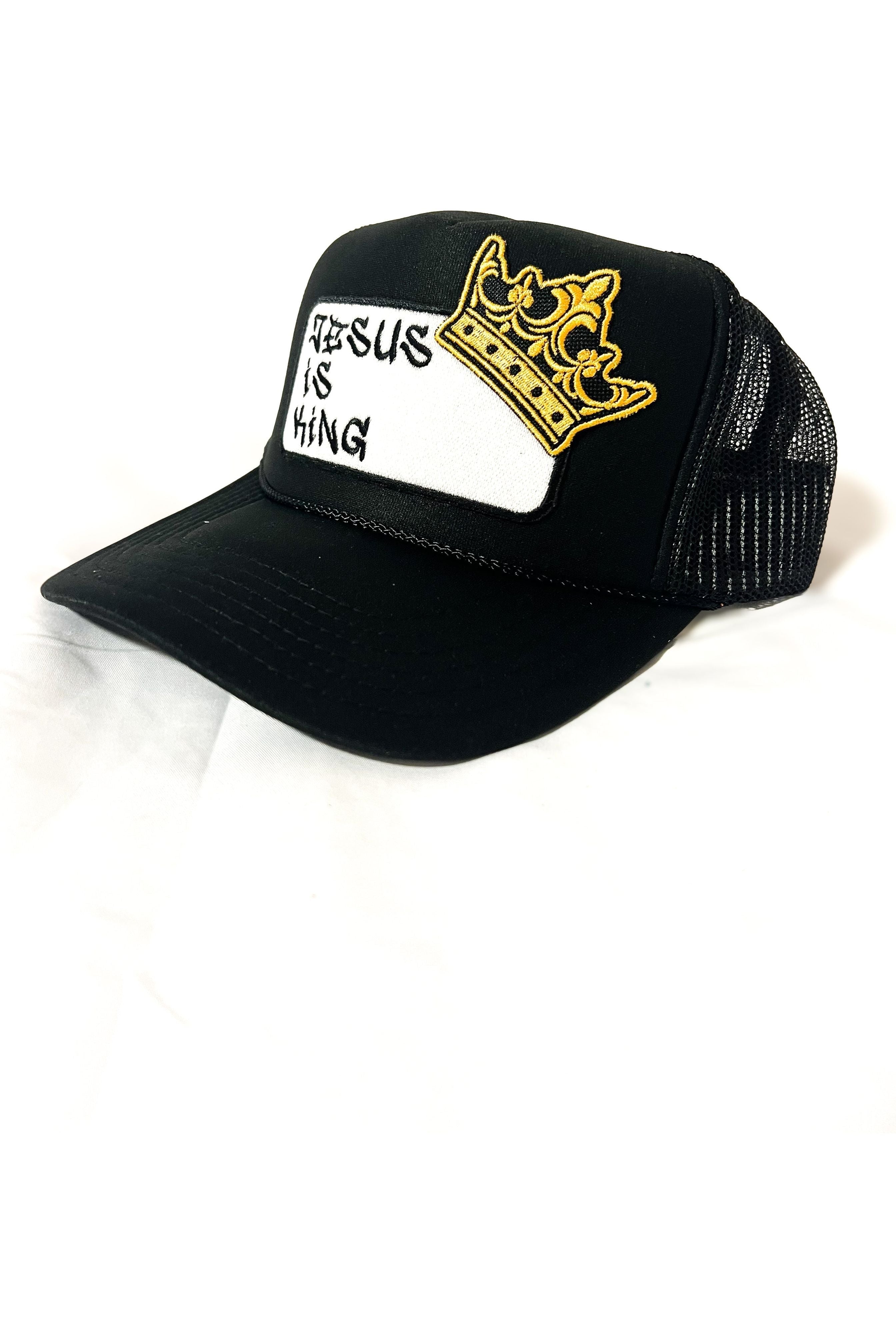 Pretty Little Patriot Pretty Little Patriot Jesus is King patch trucker hat -clearance — construction detail