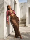 SALE Athina floral print crop top and tassel skirt set