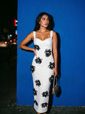 Monochrome Bloom Bustier Maxi Dress