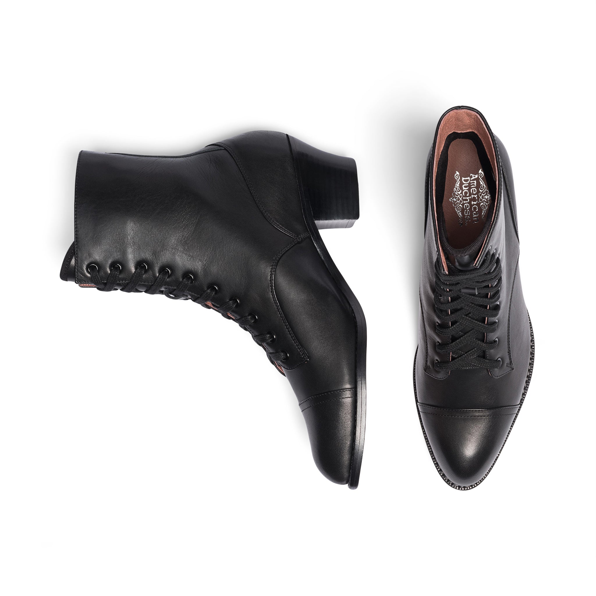 American Duchess Paris Boots (Black) — lifestyle worn / used context