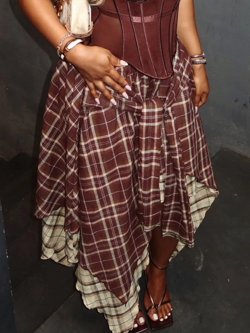 Asymmetrical Plaid Skirt