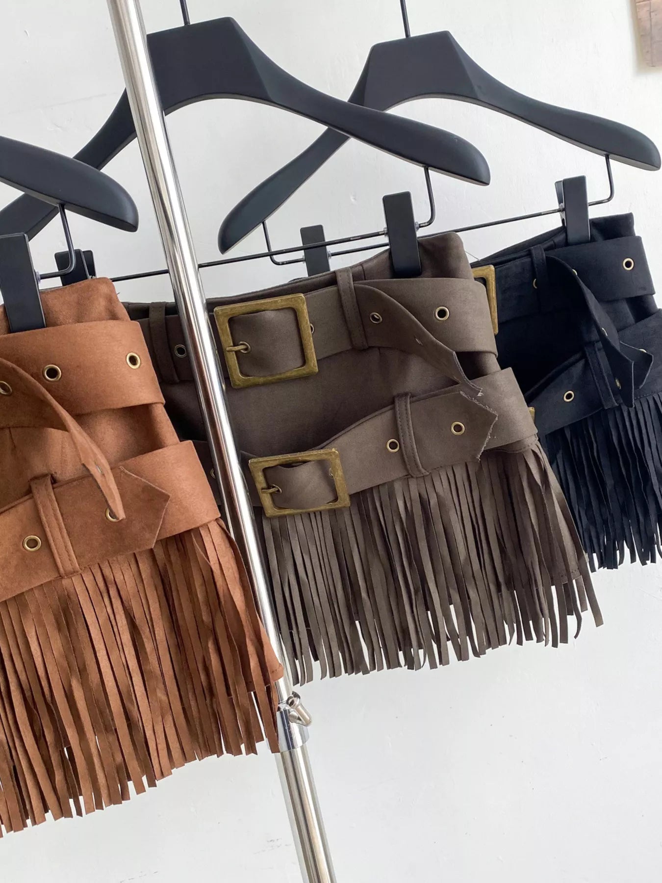 Fringe Belted Mini Skirt