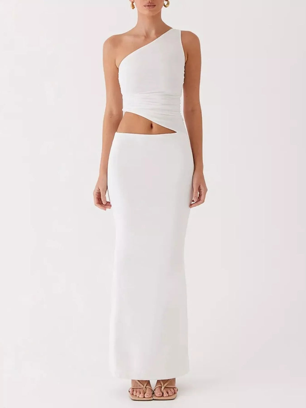 Full Size One-Shoulder Top and Maxi Skirt Set Plus Size