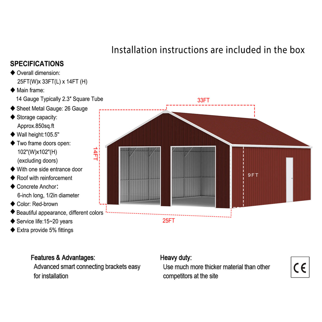 [25X33FT] Alora Heavy-Duty Dual-Door Galvanized Steel Storage Shed (SAK72345) – SAKSBY WHOLESALE, view 6