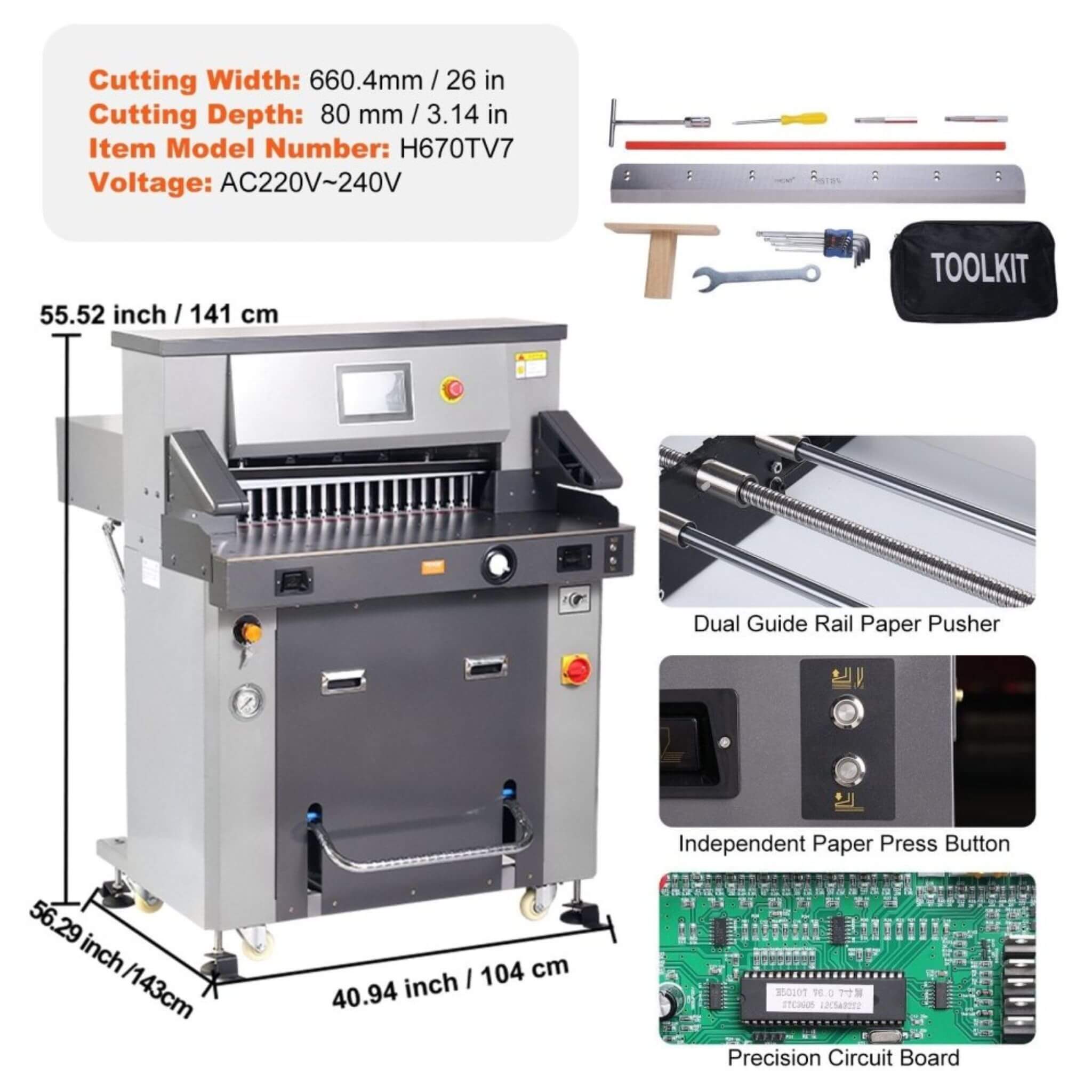 26-Inch Electric Heavy-Duty Hydraulic Paper Cutter Machine With Touchscreen (SAK92518) – SAKSBY WHOLESALE, view 11