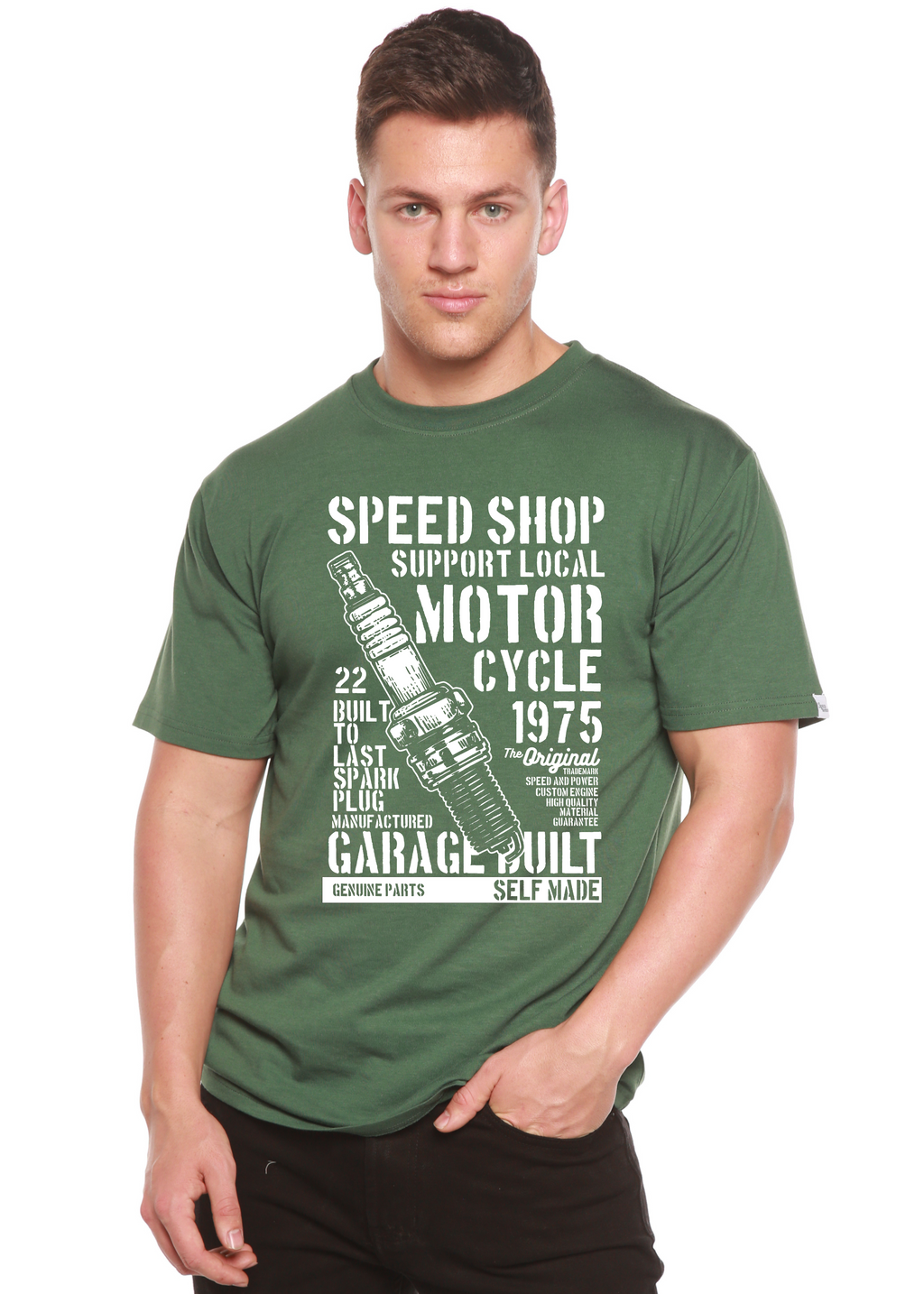 Spun Bamboo Spark Plug Spun Bamboo® Men's Bamboo Viscose/Organic Cotton Short Sleeve Graphic T-Shirt — side view