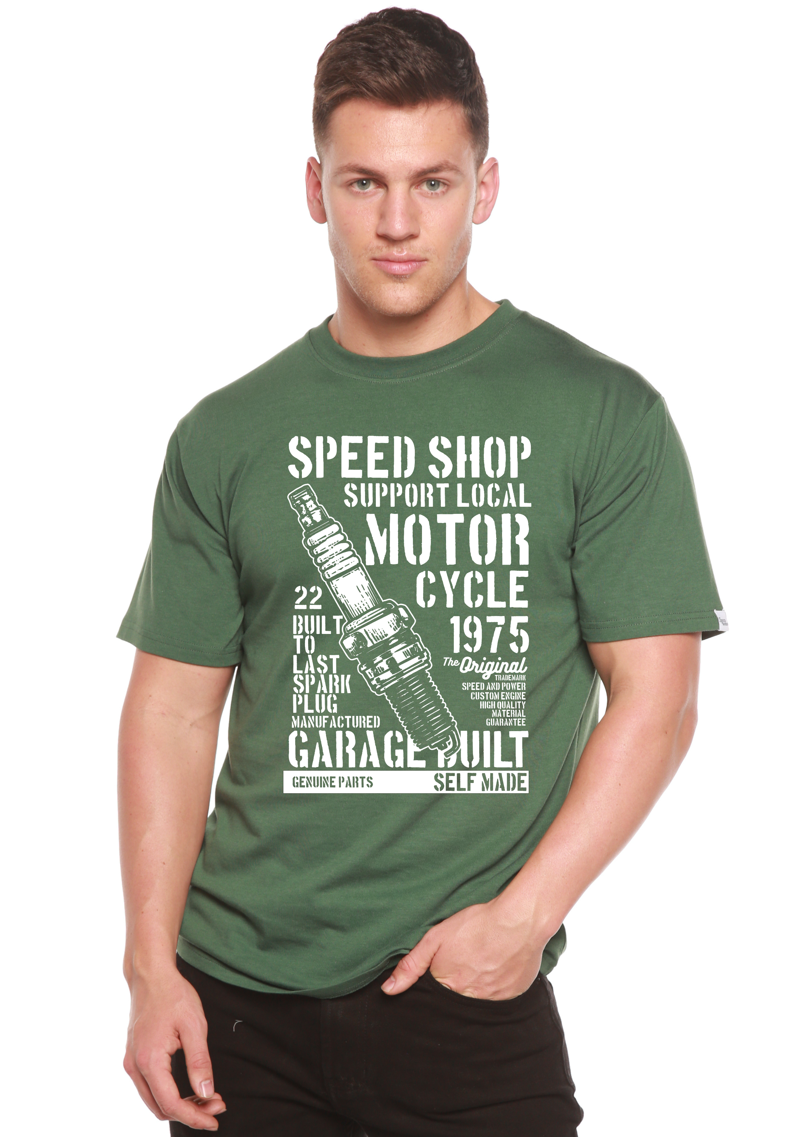 Spun Bamboo Spark Plug Spun Bamboo® Men's Bamboo Viscose/Organic Cotton Short Sleeve Graphic T-Shirt — side view