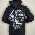 Luckless Outfitters My Tattoos Don't Like You Either Hoodie — detail close-up