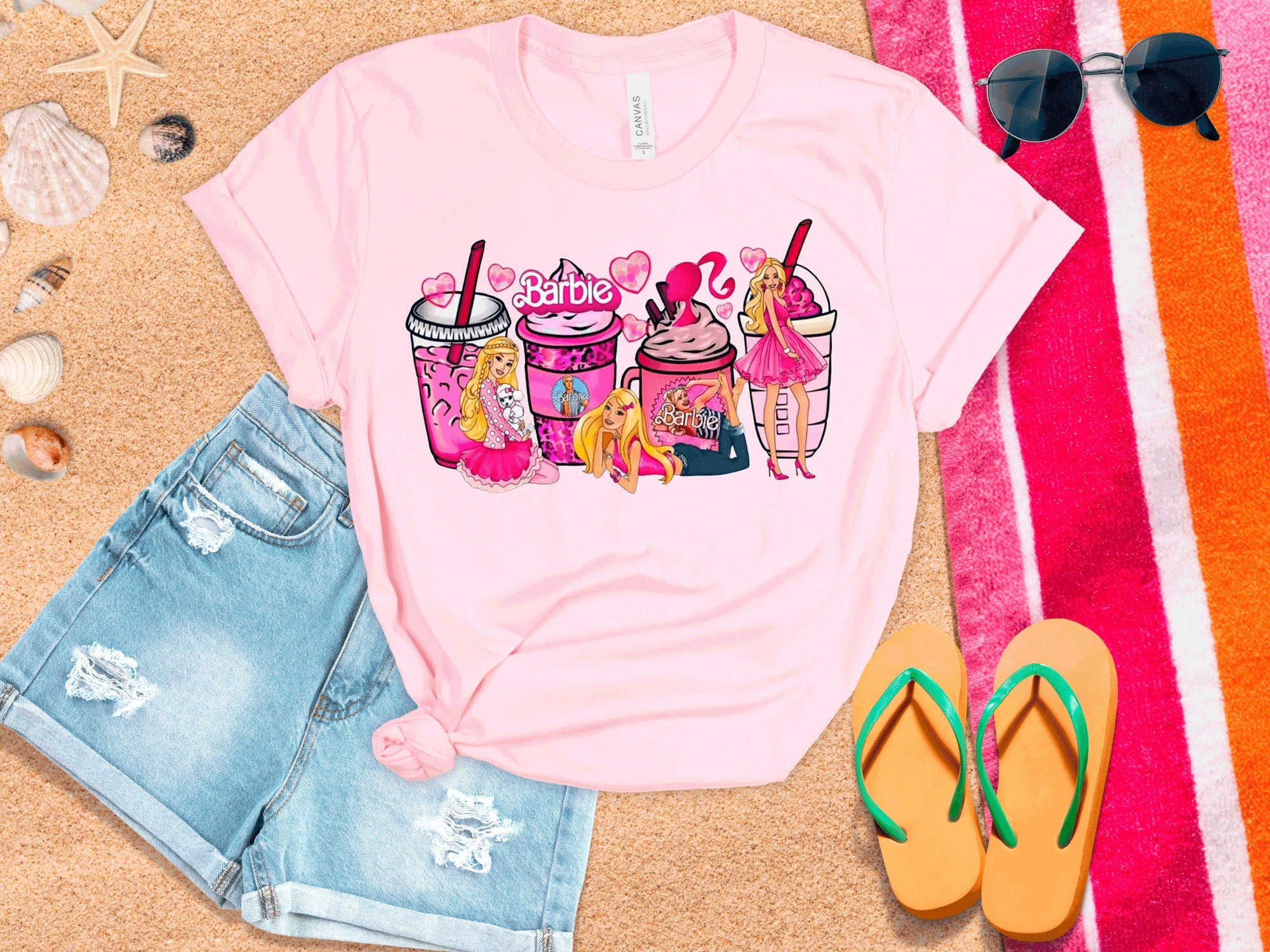 A Blessed Texas Mess Boutique Barbie Coffee T Shirts, Barbenheimer inspired, 90's Tees, Movie Shirts,… — lifestyle worn / used context