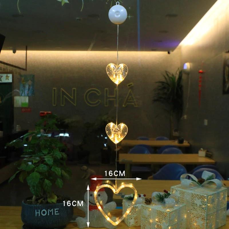 Christmas 3Pcs LED Star Hanging Lights For Home Decor Suction Cup Battery Powered