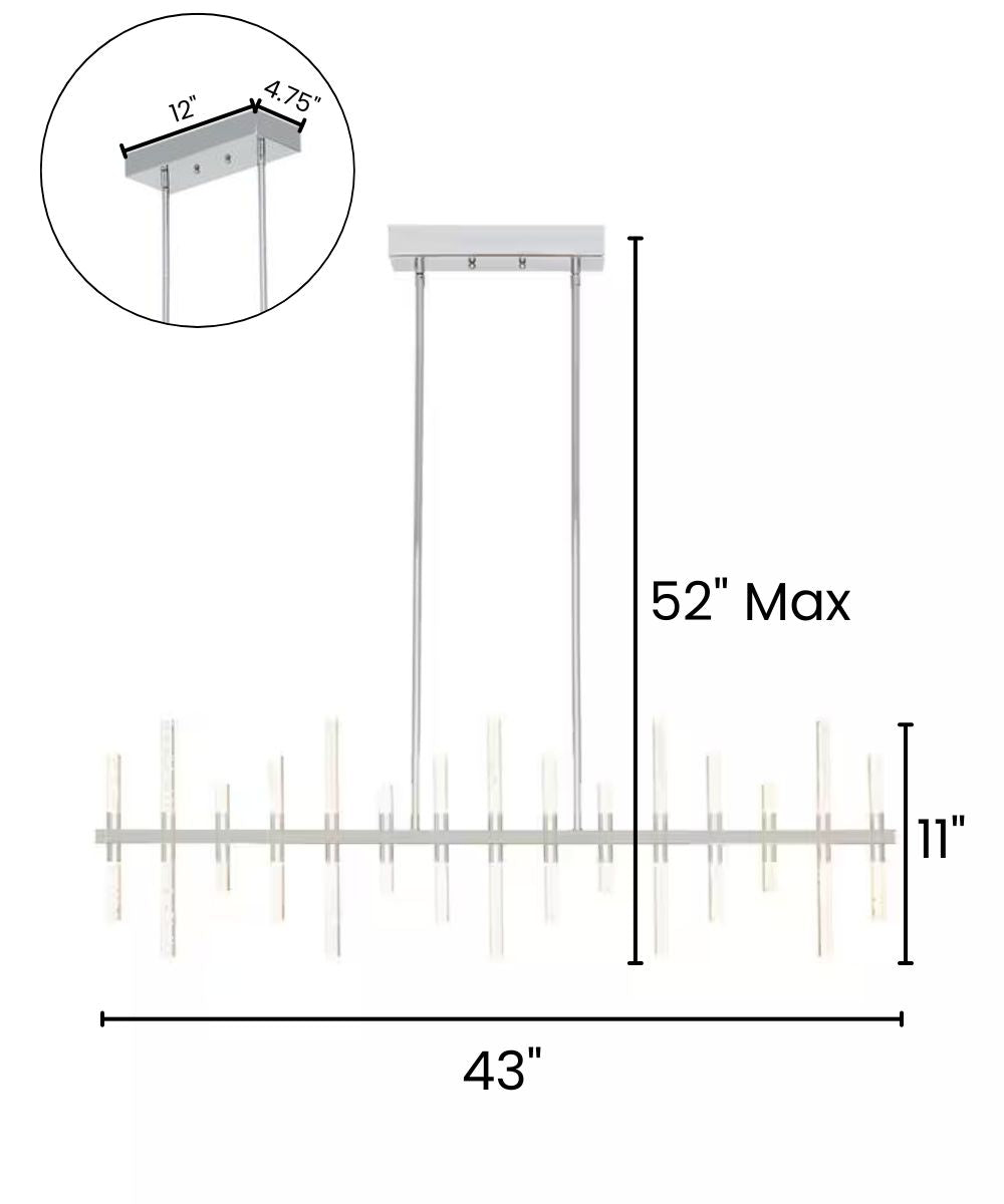 Alsy 43"W Modern Chic LED Chrome Finish Island Pendant Dining Light Fixture – LampsUSA, view 3