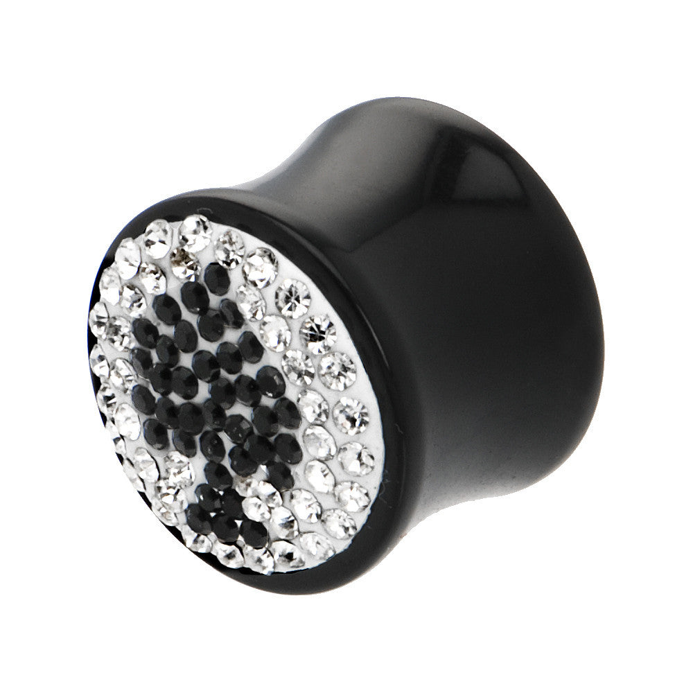 BodyCandy 9/16G Crystal Black Spade Saddle Plug — main product shot