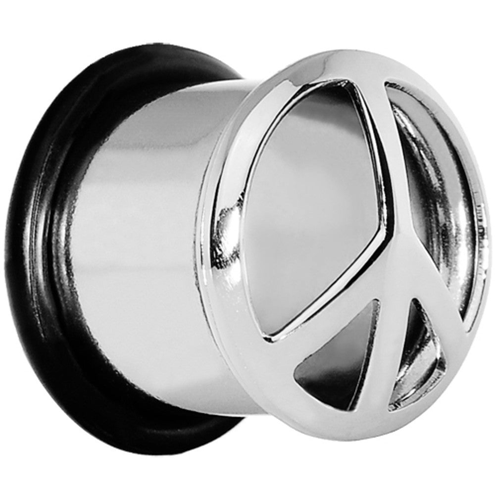 BodyCandy 1/2 Stainless Steel Single Flare Peace Sign Plug — main product shot