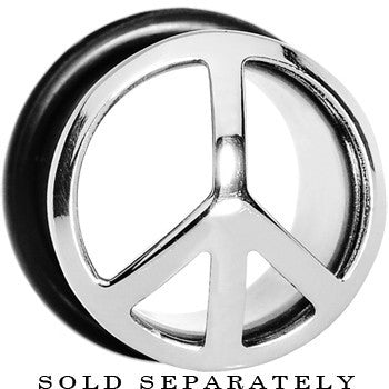 BodyCandy 1/2 Stainless Steel Single Flare Peace Sign Plug — detail close-up