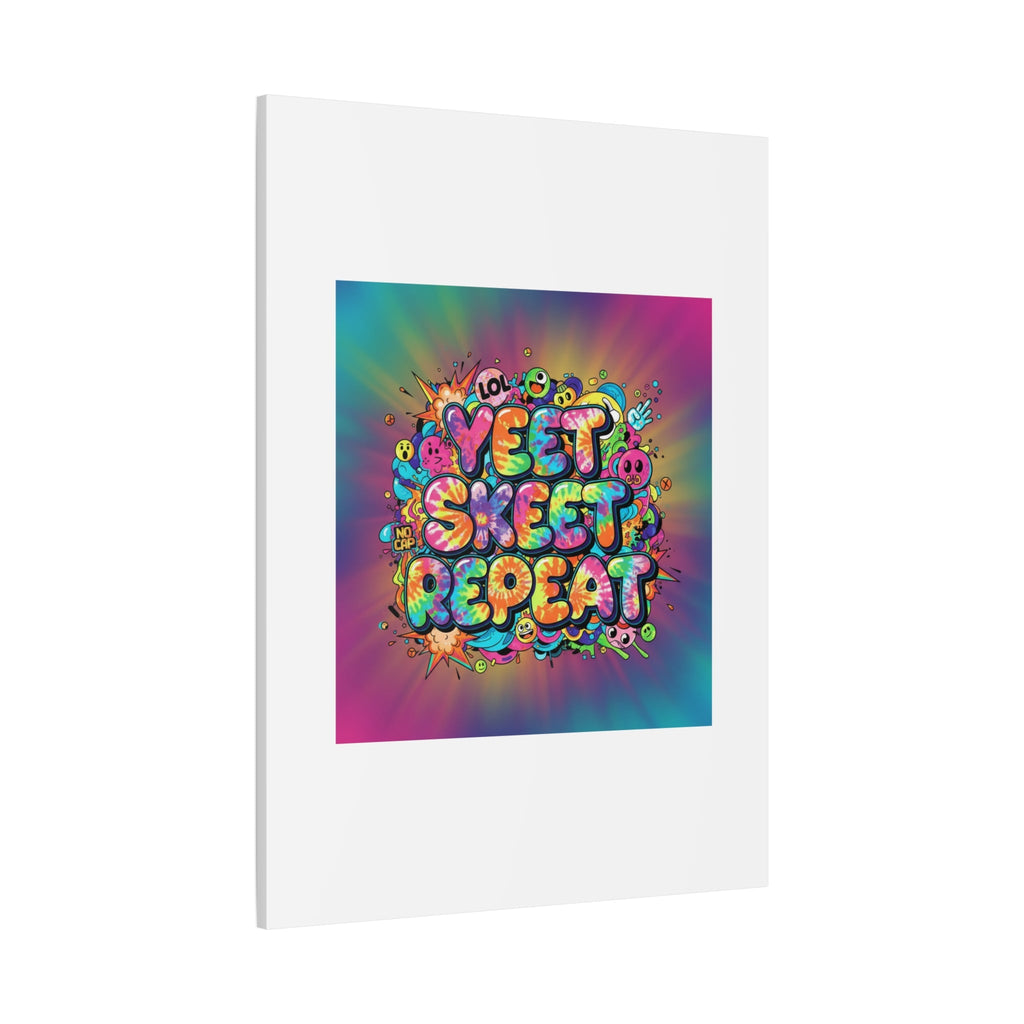 Yeet Skeet Repeat Canvas | Slogan & Glitch Graphic, Meme Phrase Wall Art