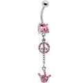 BodyCandy Pink Gem Peace Symbols Belly Ring — main product shot
