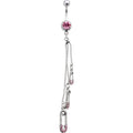 BodyCandy Pink Gem Safety Pin Drop Belly Ring — main product shot