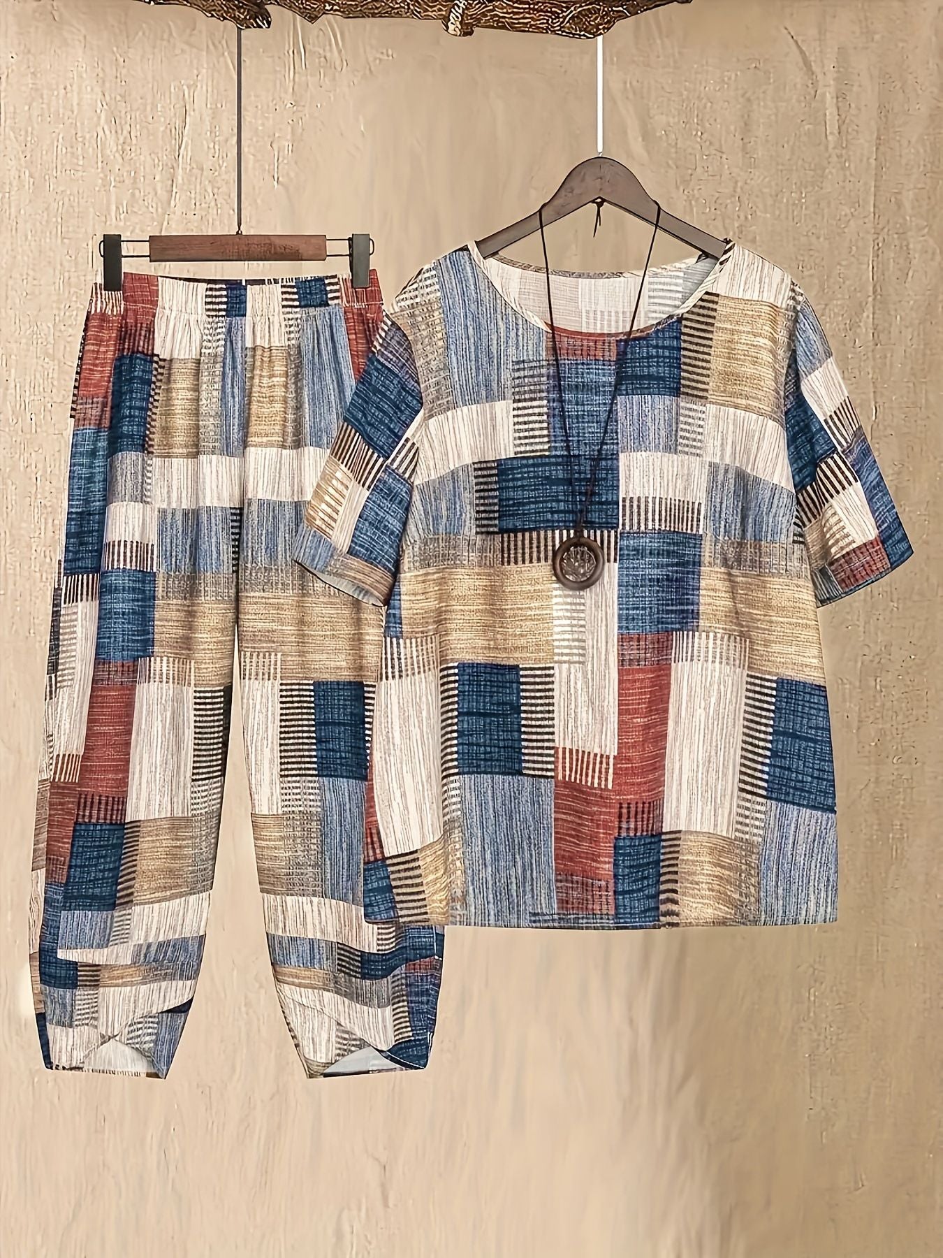 Printed Half Sleeve Top and Pants Set