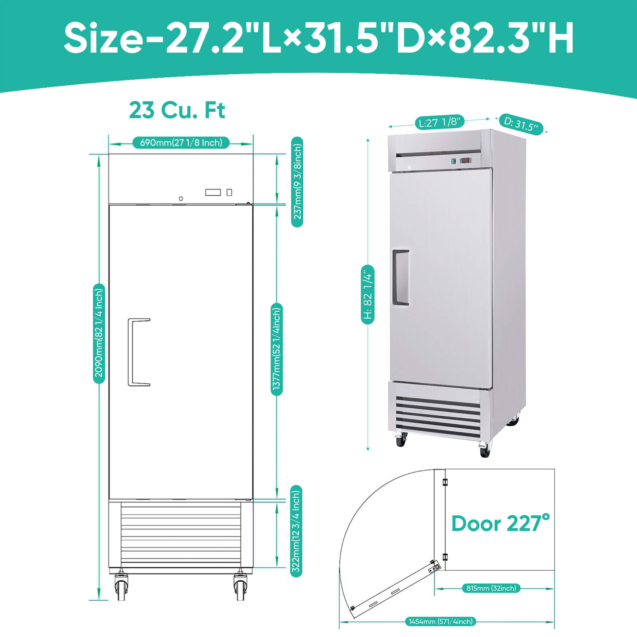 27-Inch 20.5 Cu.Ft Commercial Solid Door Stainless Steel Reach-In Freezer (SAK29705) – SAKSBY WHOLESALE, view 12