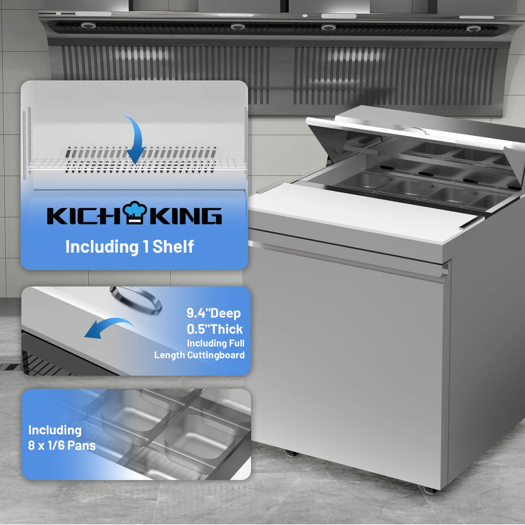 27-Inch 7.4 Cu.Ft Commercial Stainless Steel Sandwich Salad Prep Table Refrigerator (SAK84120) – SAKSBY WHOLESALE, view 4
