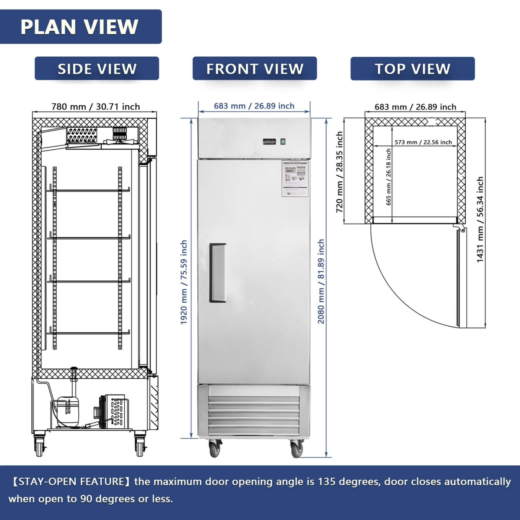 Heavy-Duty 27-Inch 8.7 Cu.Ft Commercial Upright Stainless Steel Reach-In Freezer (SAK43815) – SAKSBY WHOLESALE, view 13