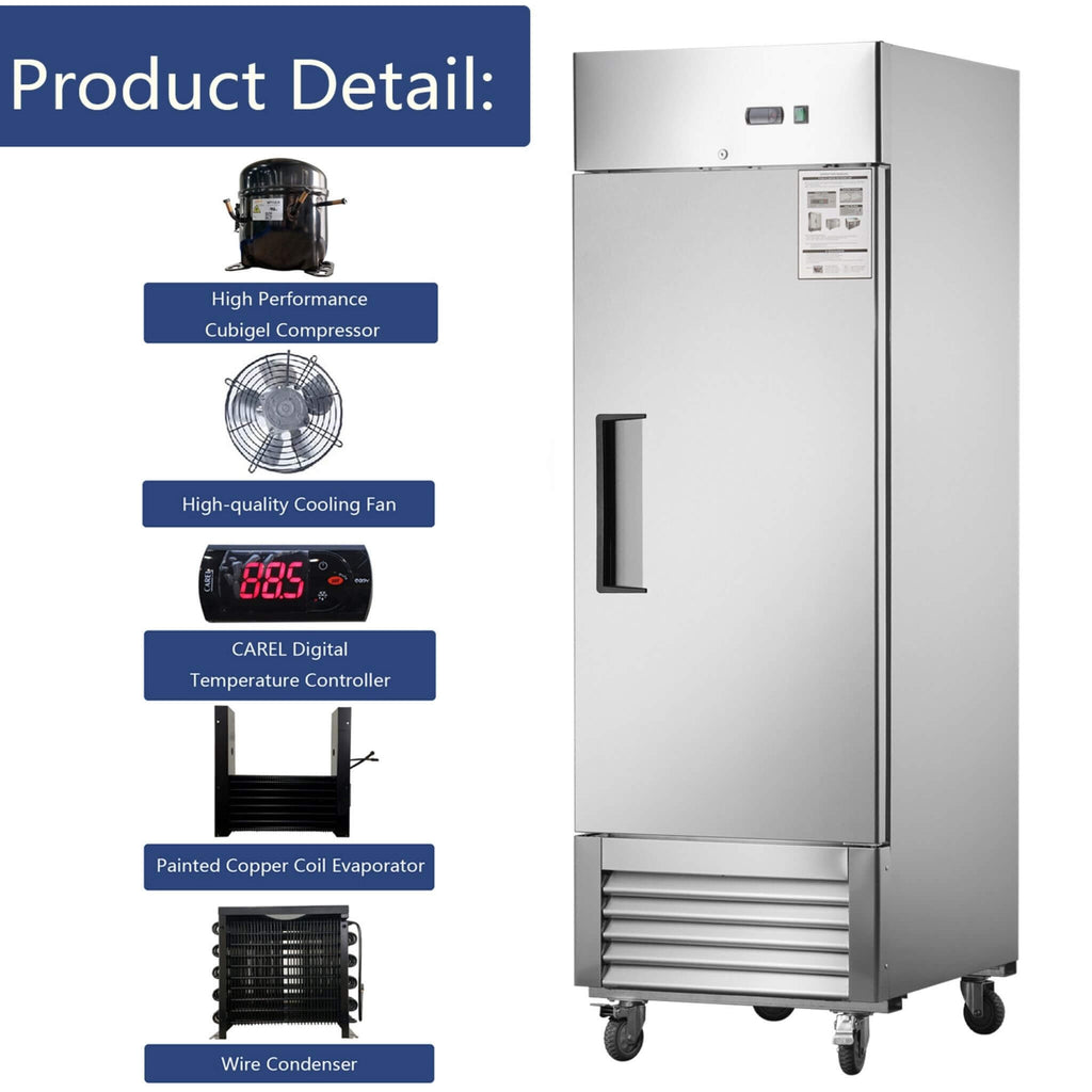 Heavy-Duty 27-Inch 8.7 Cu.Ft Commercial Upright Stainless Steel Reach-In Freezer (SAK43815) – SAKSBY WHOLESALE, view 4