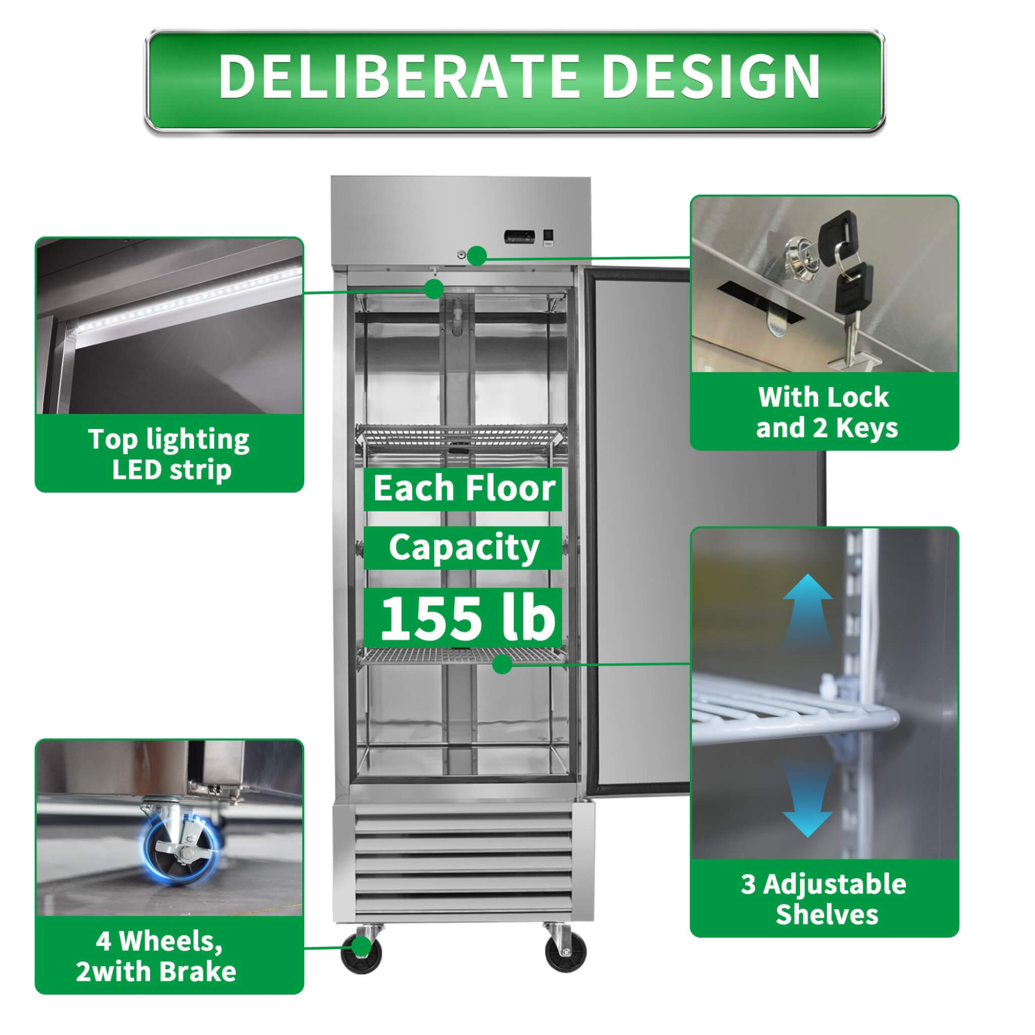 27-Inch Commercial 23 Cu.Ft Reach-In Stainless Steel Freezer (SAK96352) – SAKSBY WHOLESALE, view 5