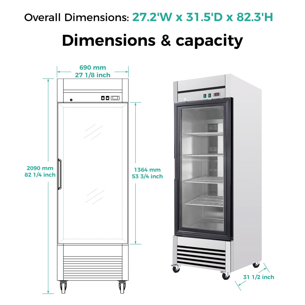 27-Inch Commercial Single Glass Door Reach-In Display Refrigerator (SAK30864) – SAKSBY WHOLESALE, view 8