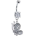 BodyCandy Crystal Clear Cubic Zirconia Profile Butterfly Belly Ring — main product shot
