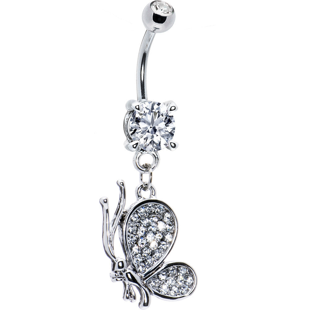 BodyCandy Crystal Clear Cubic Zirconia Profile Butterfly Belly Ring — main product shot