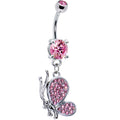 BodyCandy Pristine Pink Cubic Zirconia Profile Butterfly Belly Ring — main product shot