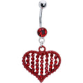 BodyCandy Snazzy Vertical Red Gem Heart Belly Ring — main product shot
