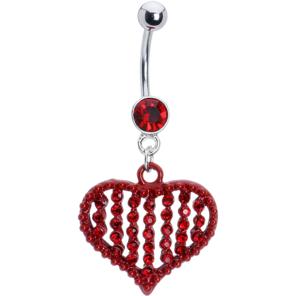 BodyCandy Snazzy Vertical Red Gem Heart Belly Ring — main product shot