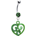 BodyCandy Green Hollow Heart Scroll Belly Ring — main product shot