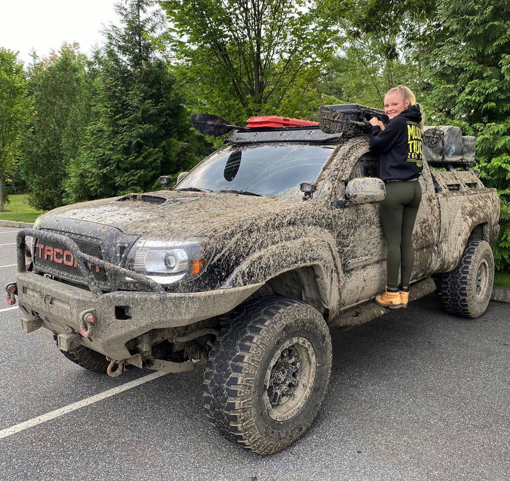 Luckless Outfitters Muddy Trucks Zero Fucks Hoodie — lifestyle context