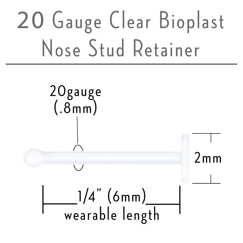 BodyCandy 20G Clear Flat Bioplast Nose Retainer — alternative angle