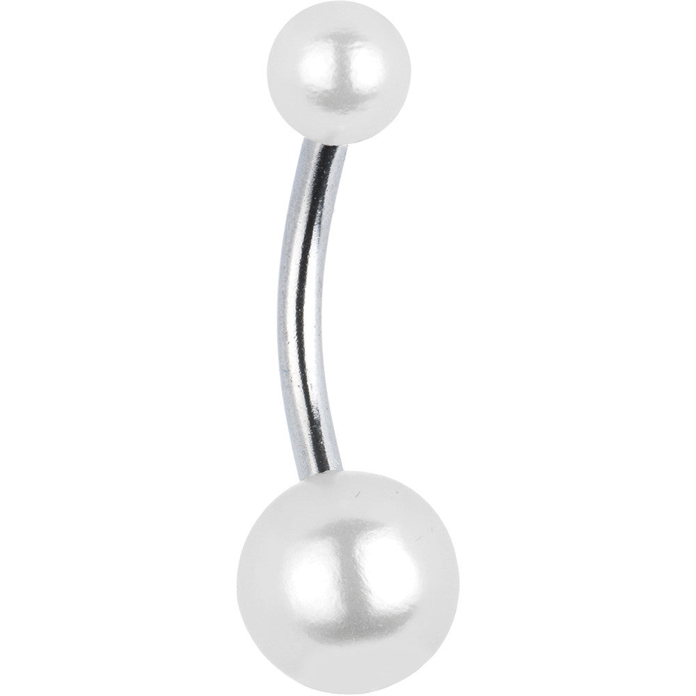 BodyCandy White Faux Pearl Belly Ring — main product shot