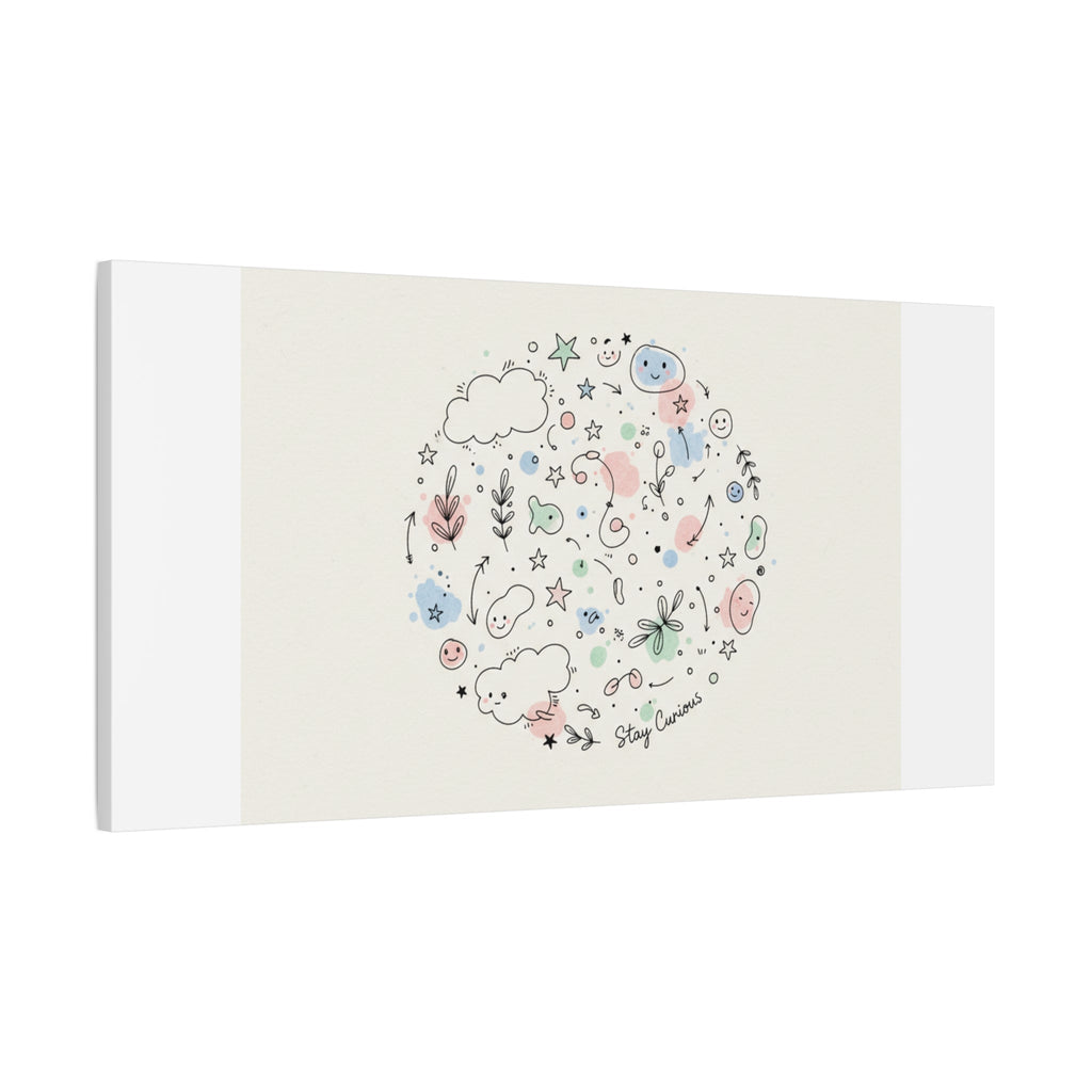 Doodle Circle Line Drawing Matte Canvas, Hand-Drawn Sketch Art