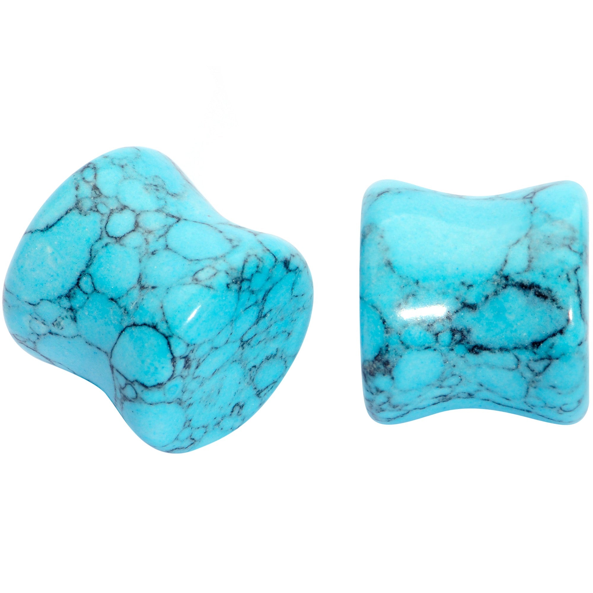 BodyCandy 1/2 Turquoise Natural Stone Saddle Plug Set — main product shot