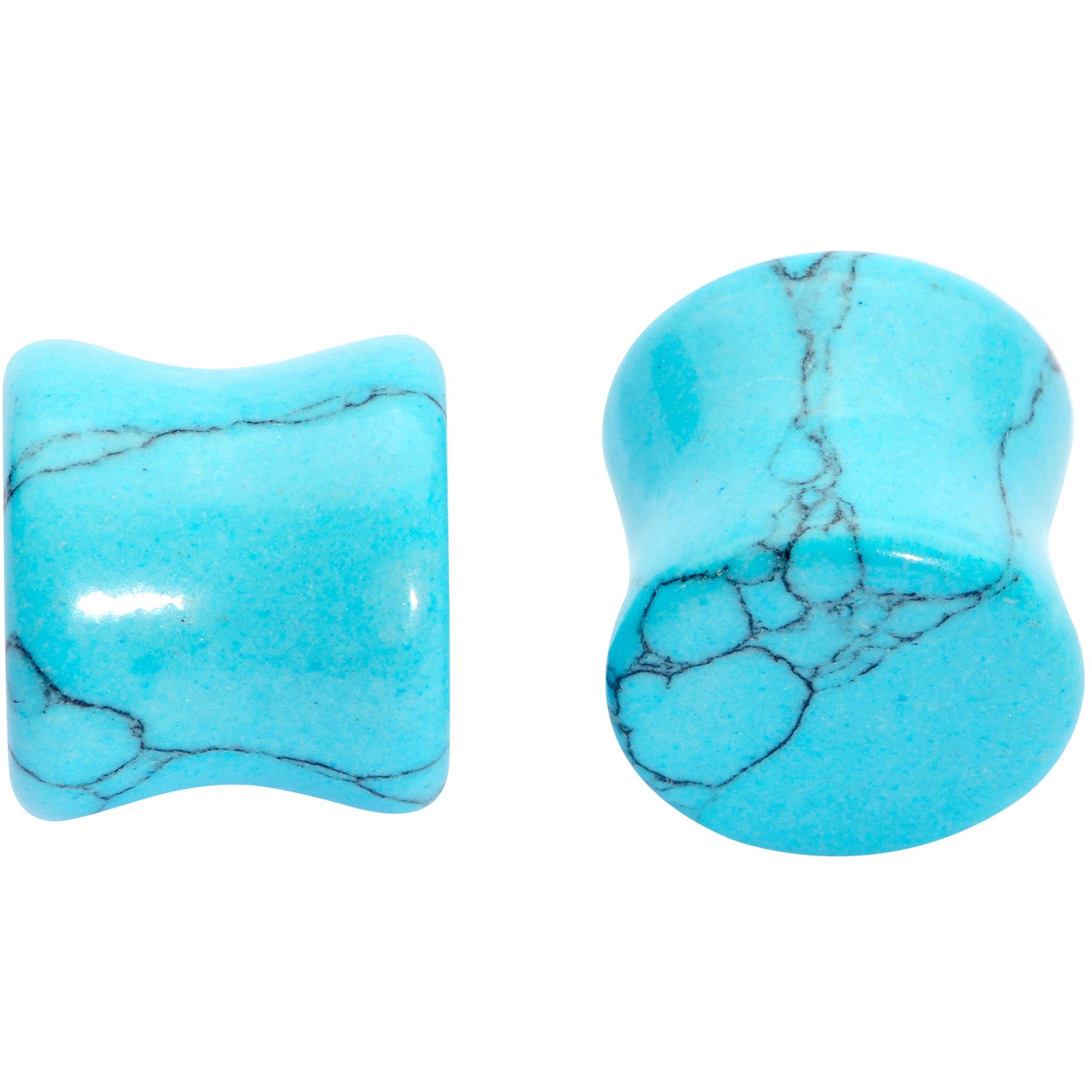 BodyCandy 1/2 Turquoise Natural Stone Saddle Plug Set — detail close-up