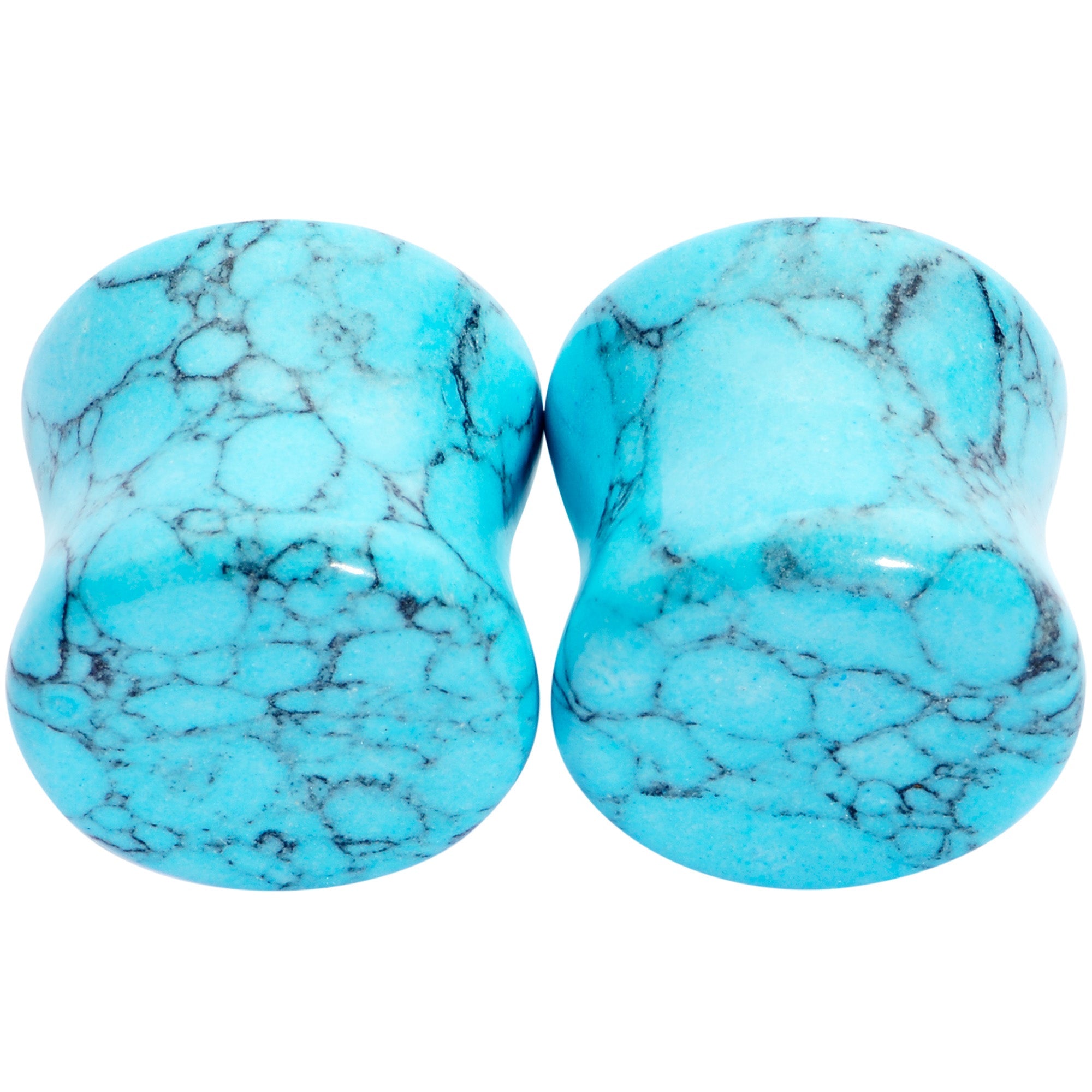 BodyCandy 1/2 Turquoise Natural Stone Saddle Plug Set — side view