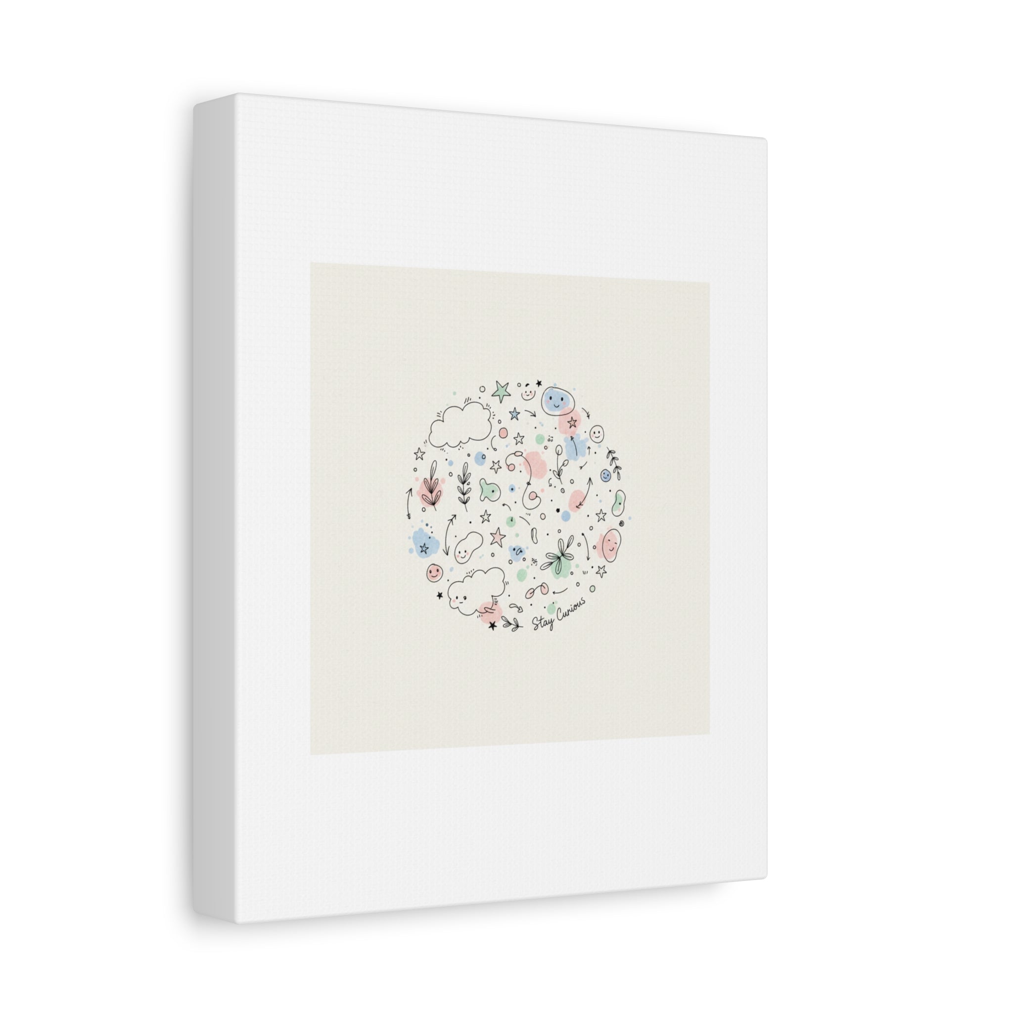 Doodle Circle Line Drawing Matte Canvas, Hand-Drawn Sketch Art