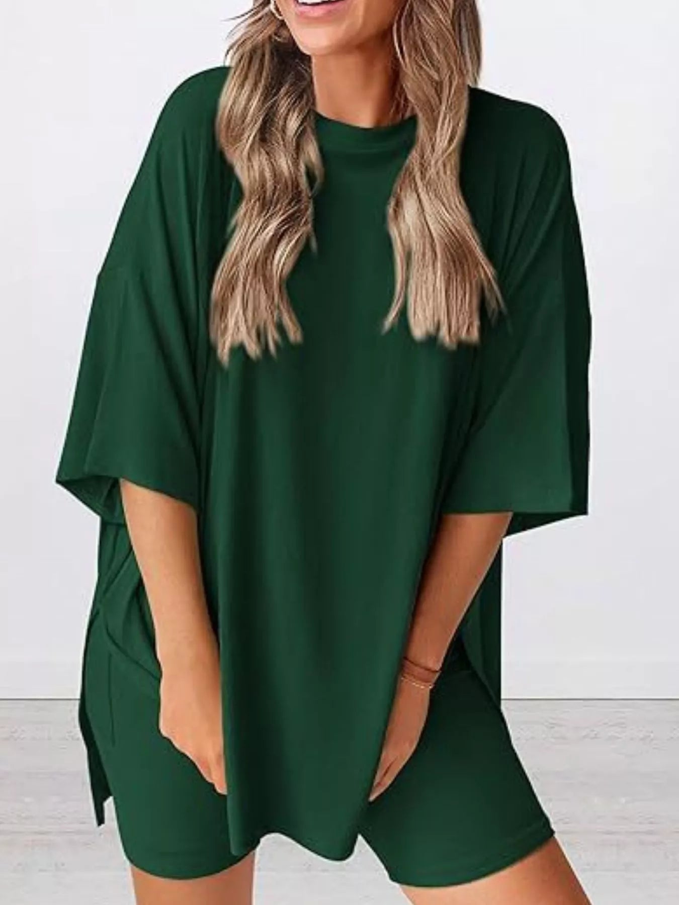 Full Size Half Sleeve T-Shirt and Shorts Set Plus Size