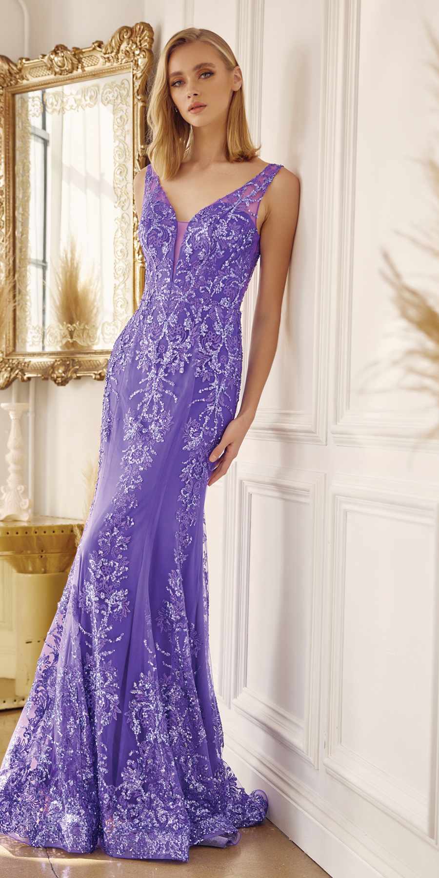 Juliet 277W Fancy Glitter Design Tulle Mermaid Wedding Dress