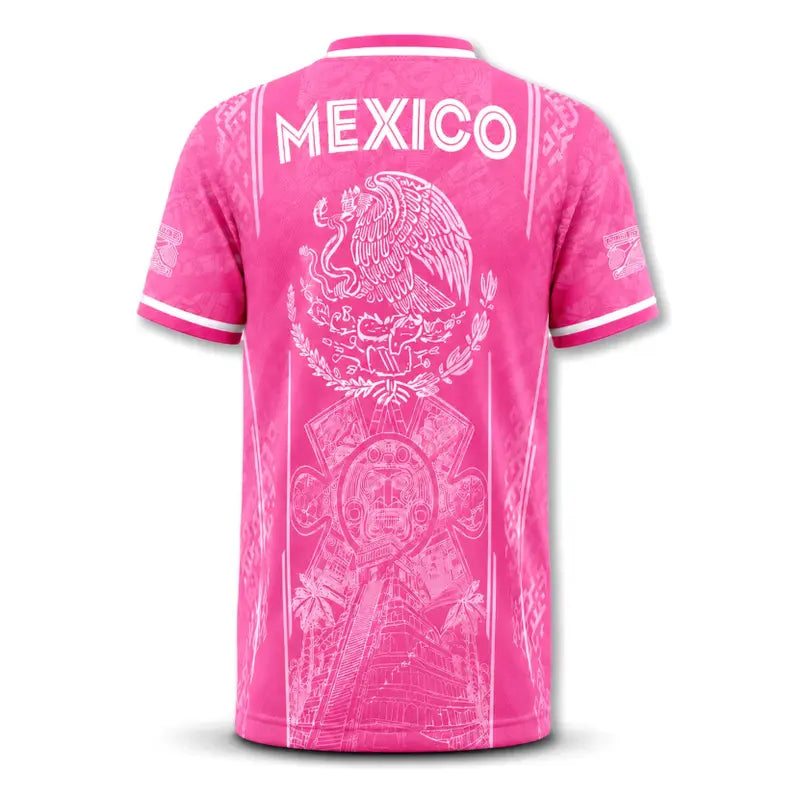 Men’s Light Pink Aztec Sun Stone V-Neck T-Shirt – Mexican Culture Graphic Tee, Pastel Heritage Sportswear