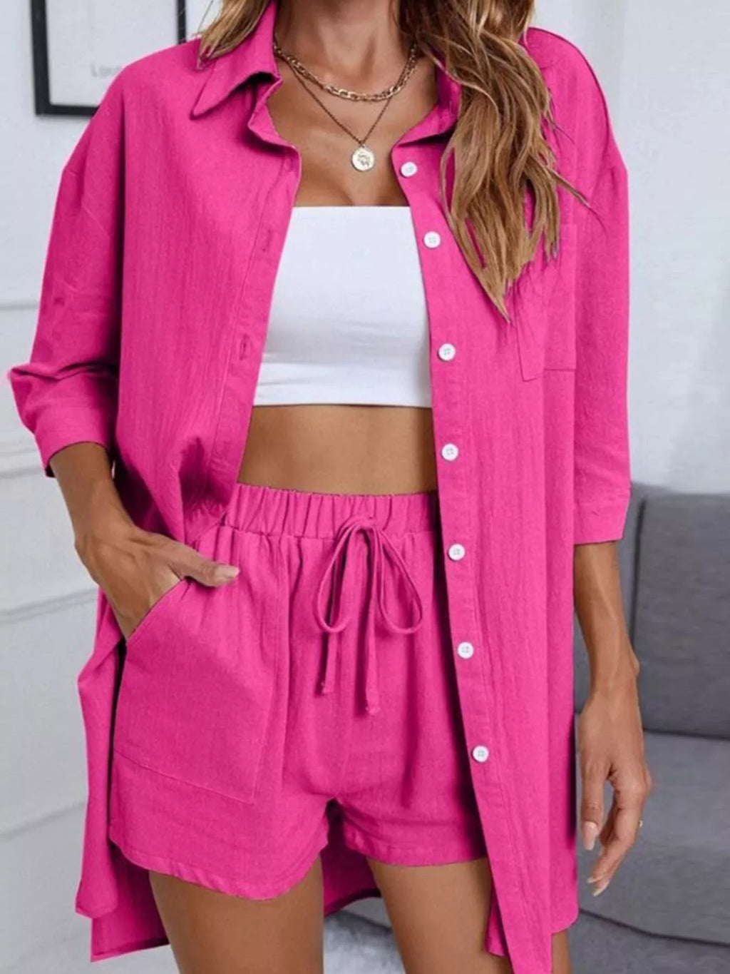 Button-Down Shirt & Shorts Set
