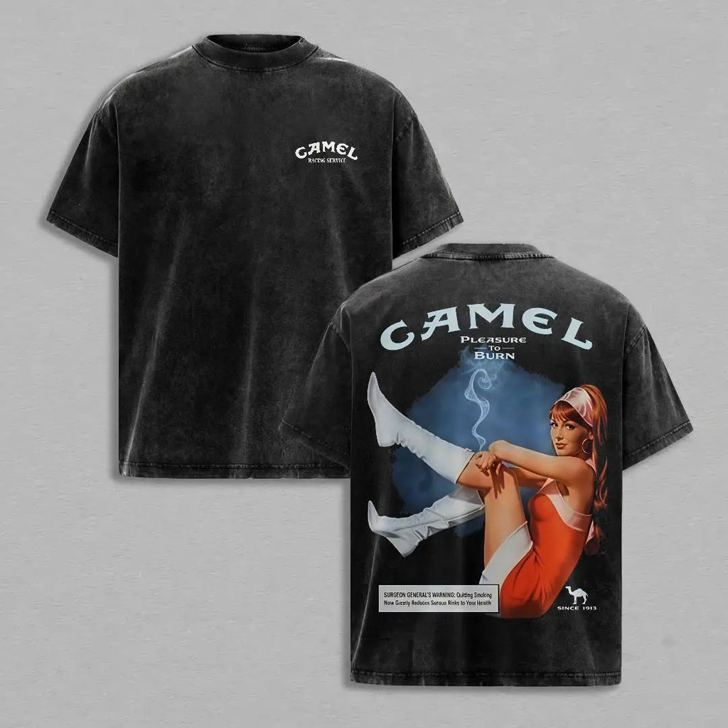 Distressed Acid Wash Short Sleeve Top – Retro Mineral Faded Graphic Tee, Vintage Washed Lightweight Cotton Unisex Streetwear Shirt