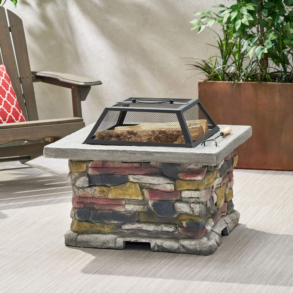 Alora 28-Inch Premium Outdoor Wood Burning Magnesium Oxide Fire Pit With Lid (SAK75214) – SAKSBY WHOLESALE, view 7
