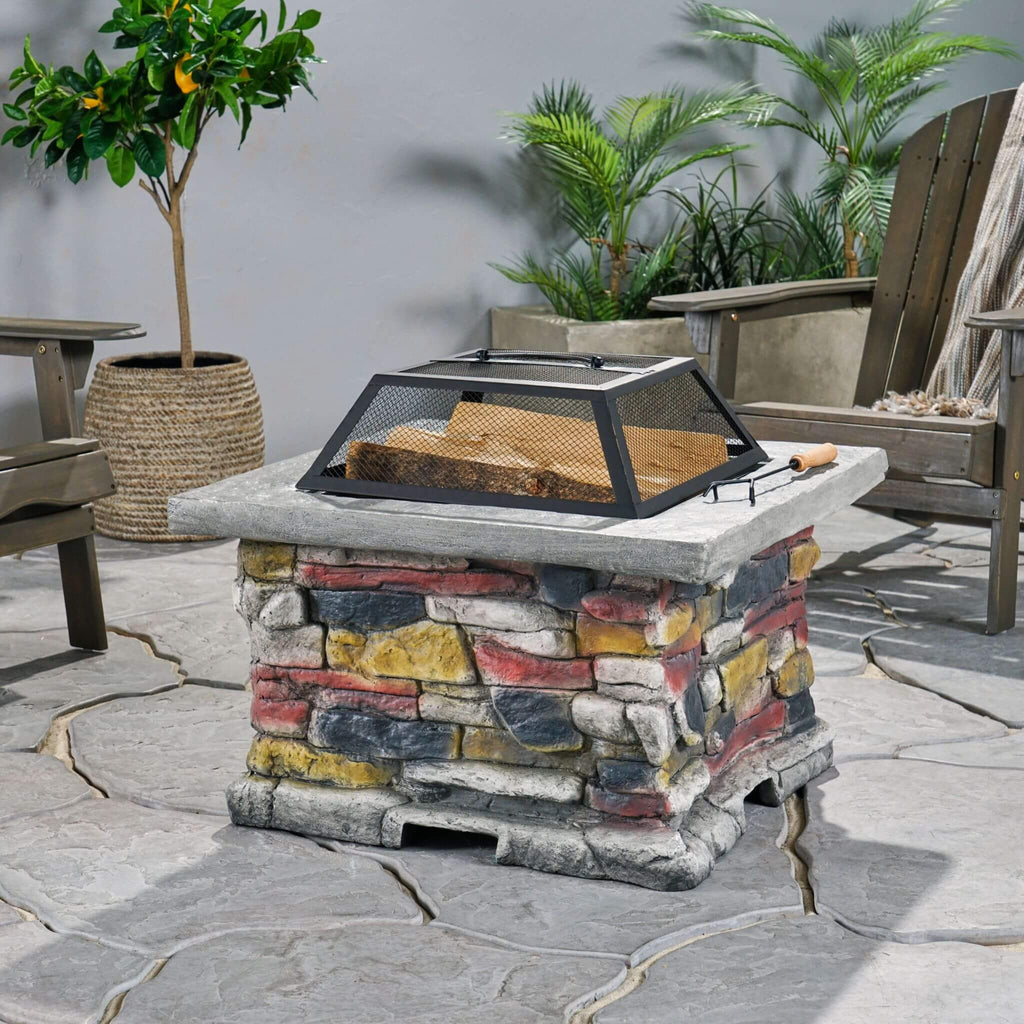 Alora 28-Inch Premium Outdoor Wood Burning Magnesium Oxide Fire Pit With Lid (SAK75214) – SAKSBY WHOLESALE, view 5