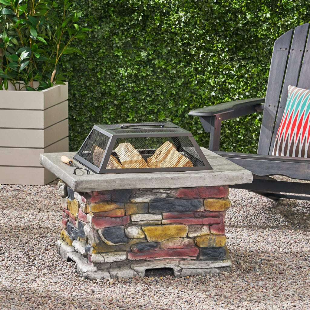 Alora 28-Inch Premium Outdoor Wood Burning Magnesium Oxide Fire Pit With Lid (SAK75214) – SAKSBY WHOLESALE, view 12